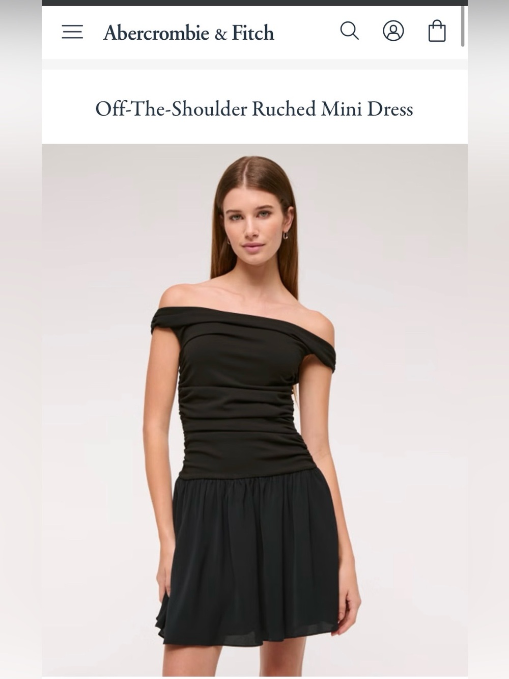 Abercrombie & Fitch - Off-The-Shoulder Ruched Mini Dress - Black NWT